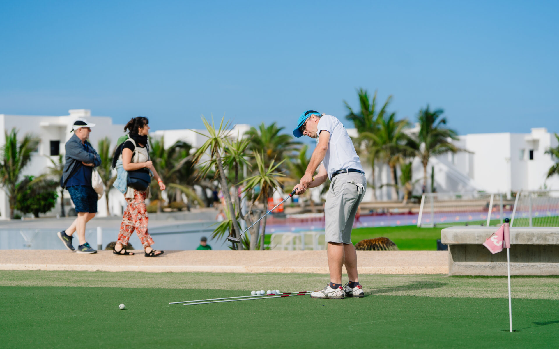 A man playing golf at Club La Santa Lanzarote.