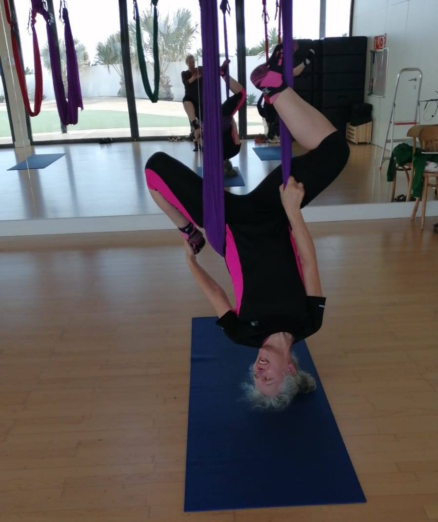 Sarah Lewis-Briggs doing aerial at CLS