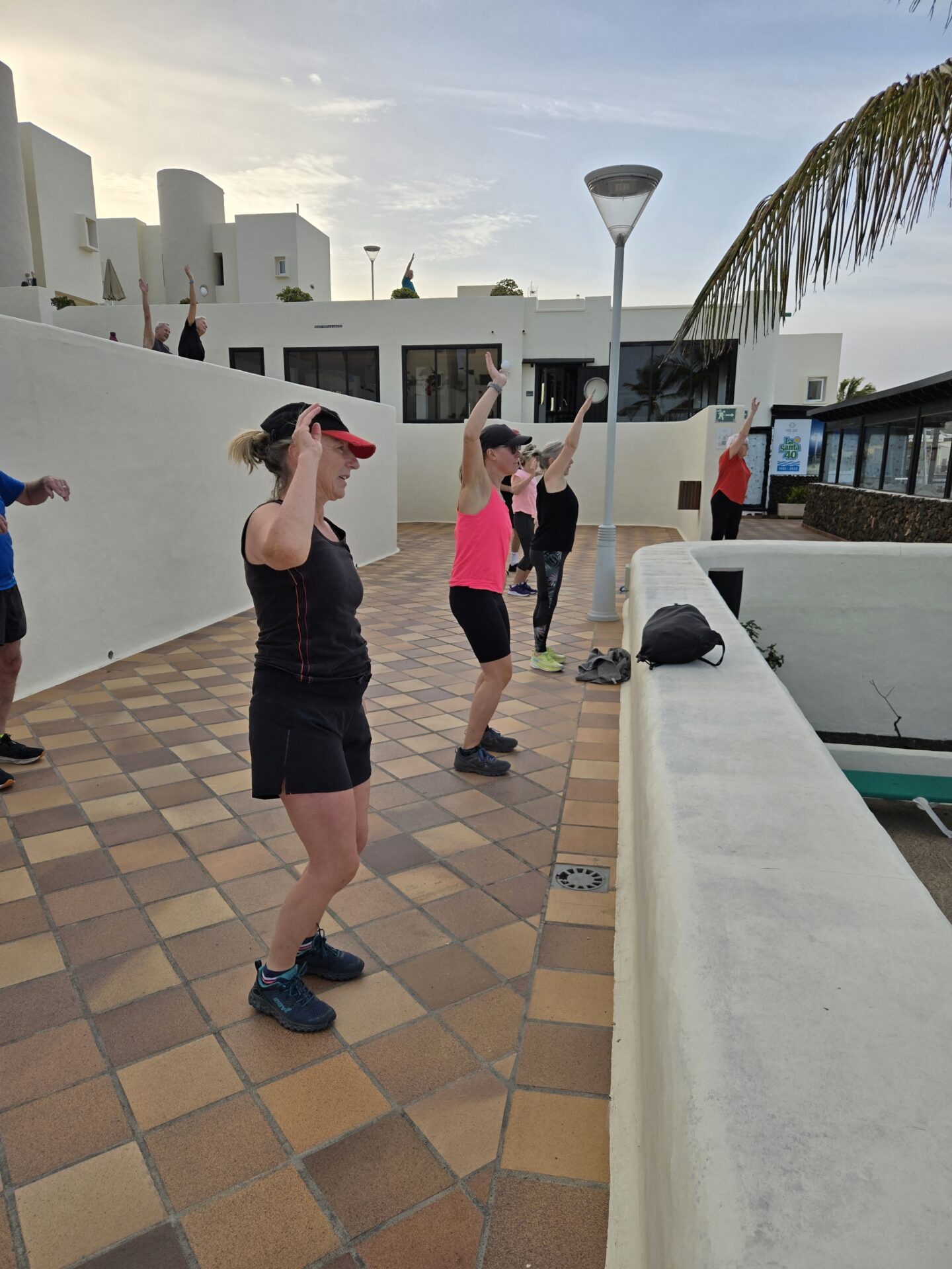Sarah Lewis-Briggs at morning gymnastics